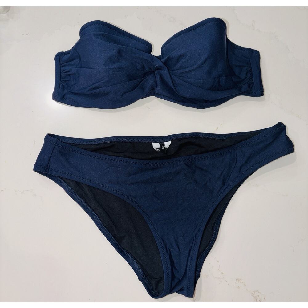 J. Crew Black and Navy Blue Bikini Set Womens Sz S